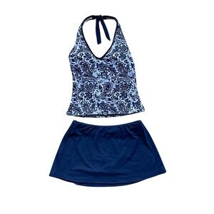 Nautica Tankini, Navy and White, Size 8